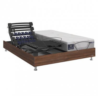 Lit électrique bois décor duo Euphory + matelas mémoire de forme Kinéo